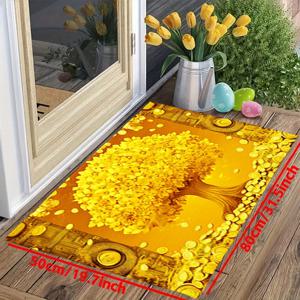 TEMU [제품] 골든 머니 트리 패턴 매트, 세탁 가능한 카펫, 직조 직사각형 러그, 현관, 거실, 침실, 욕실 및 세탁실과 같은 다양한 공간의 장식에 적합합니다. 부활절/추수감사절 선물.