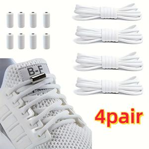 TEMU 캡슐 포함 4쌍 무매듭 신발끈 - 탄력 있는 무매듭 디자인, 가벼운 스니커즈 끈, 남녀공용, 스니커즈, 클로그, 캐주얼 신발에 적합, 쉽게 착탈 가능