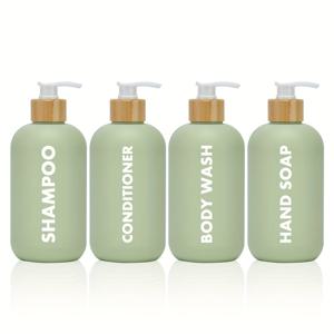 TEMU 4개 500ml/16.9oz 그린 벨벳 병 펌프 포함, 샴푸, 컨디셔너, 샤워 젤, 핸드 소파 디스펜서, 메이크업 리필 가능 용기 (장식 스티커 포함) - 욕실 및 가정용으로 적합