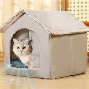 TEMU 겨울철 따뜻함, 방풍 기능을 위해 설계된 야외 고양이 및 강아지 하우스. 대형견 및 고양이에 적합하며, 조립 및 분해가 용이한 이 야외 애완 동물 하우스는 애완 동물 매트가 포함되어 있으며, 씹히지 않고 내구성이 뛰어나 중간 크기 및 소형견에게 이상적입니다.