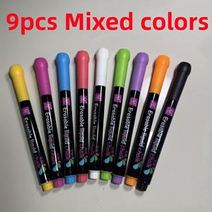 TEMU 9개 리퀴드 초크 마커 - 무독성, 워셔블, 내구성 플라스틱 팁 (블랙보드, 유리, 골판지용) - 생생한 색상 (핑크, 블루, 그린, 옐로우, 화이트, 오렌지, 퍼플, 레드, 그레이) - 미술 및 공예, 공예 용품에 적합 | 생생한 마커 | 내구성