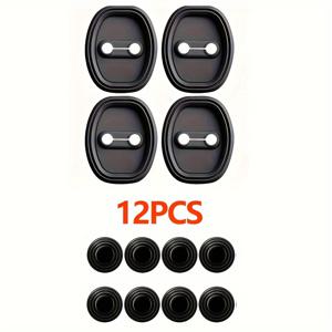 TEMU 4도어 잠금 고정 보호 커버 + 8도어 충격 흡수 패드; 모든 도어 잠금에 충격 흡수 패드 장착, 두꺼운 충돌 방지 스티커로 완벽한 보호, 자동차 보호 액세서리