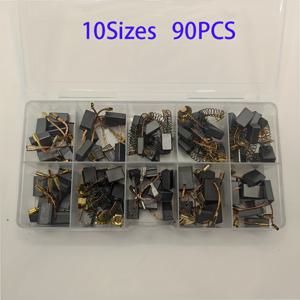 TEMU 90개입 10가지 사양, 각 사양당 9개, 전동 공구 탄소 브러시, 다양한 종류의 전기 망치, 앵글 그라인더, 원형 톱 및 기타 전동 공구 수리 및 교체 부품에 적합