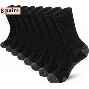 TEMU 8켤레 대량 패키지 THCBME 헤비듀티 보온 겨울 & 가을 양말 - 극한 추위용 - 강화된 발가락 & 뒤꿈치, 두꺼운 보온 크루 양말 남녀 공용 - 체육관, 하이킹, 러닝, 야외 활동 - 세탁기 사용 가능 (블랙) - 대량 구매 할인, 저가