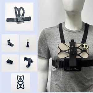TEMU 조절 가능한 체스트 마운트 하네스 시스템 - 휴대폰/GoPro/DJI 액션 홀더 포함, 헤비듀티 ABS 블로깅 백팩 스트랩, POV 녹화용, 아이폰, 삼성, 인스타360, 고프로, 드론 호환 (핸즈프리 야외 촬영)