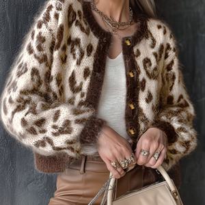 TEMU 2025년 가을/겨울 신상 트렌디 프린트 파티룩, 데이트룩으로 적합. 슬림핏으로 캐주얼하면서도 세련된 느낌을 주는 이 카디건은 다양한 사이즈로 제공되며, 더 큰 사이즈를 주문하는 것을 추천합니다. (Ran)|가디건