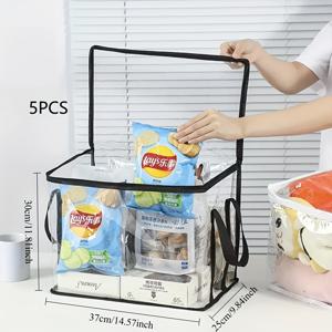 TEMU 3개/5개 대형 투명 데스크탑 책 보관 가방 (플립 뚜껑 및 손잡이 포함), 장난감, 미술 작품, 사무용품 & 스낵을 위한 다용도 정리함 – 튼튼한 직사각형, 가정 정리함, 정리함용 책 보관함