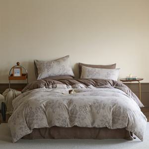 TEMU 1개 빈티지 플로럴 이불 커버 - 부드러운 린넨, 지퍼 잠금, 세탁기 사용 가능, 우아한 브라운 & 플로럴 패턴, 침실 또는 기숙사 장식에 적합, 이불 커버 1개 포함, 기숙사 필수품 | 빈티지 플로럴 디자인 | 지퍼 잠금 커버