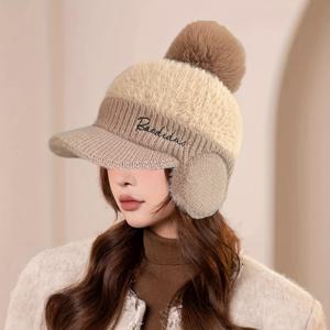 TEMU 여성용 겨울 모자 1개 - 두꺼운 기모 안감, 가볍고 스타일리시하며 조절 가능한 버클 클로저, 브라운 옵션, 캐주얼 복장에 적합, 겨울 모자 | 스타일리시 겨울 모자 | 튼튼한 모자|벙거지모자