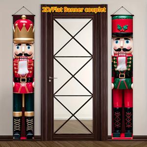 TEMU 1쌍 자이언트 너트크래커 플래그 배너 - 빨간색 & 초록색 크리스마스 문 장식, 내구성 있는 폴리에스터 야외 휴일 장식, 쉬운 설치, 크리스마스 대련, 너트크래커 크리스마스 장식