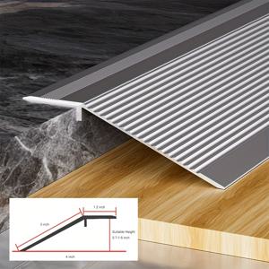 TEMU 36인치 알루미늄 문턱 경사로 - 휠체어 사용 가능 바닥 전환 스트립 (문, 타일 & 모서리용), 블랙, 높이 1.6인치 이하에 적합, 내구성 있는 금속 구조, 간편한 설치, 휠체어 접근성, 세련된 메탈릭 마감
