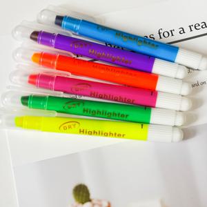 TEMU 6팩 네온 형광 젤 하이라이터 - 성경 안전, 번짐 없음/번짐 방지, 회전식 클릭 마커 6가지 밝은 색상 (핑크, 그린, 블루, 옐로우, 오렌지, 화이트) 사무실, 성경 공부, 노트 작성 및 색칠책용