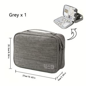 TEMU 3단 전자기기 보관 파우치, 여행용 케이블 정리 파우치 - 충전기/케이블 및 휴대폰용 올인원 캐리 케이스, 여행에 적합한 디자인,튼튼한 지퍼 클로저,손세탁 관리,기술 애호가,디지털 노마드|파우치|핸드폰스트랩