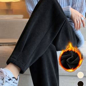 TEMU 여성 & 남성용 보온 겨울 바지 - 탄성 허리 & 커프스 헴이 있는 튼튼한 보온 바지, 부드럽고 신축성 있는 원단, 옆면 포켓 - 일상복 & 정장 의상용 냉기 방지 바지 - 세탁기 사용 가능, 캐주얼 웨어, 세로