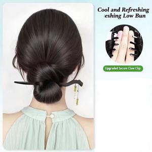 TEMU 1개 여성용 로우 타이 가발 - 안전한 그립 클립이 있는 합성 섬유 헤어, 일상 및 파티 헤어스타일 연출 - 스타일링 용이, 접착제 불필요, 손상 없는 부착 - 직장, 행사, 사진 촬영에 적합 - 빠른 헤어스타일 솔루션, 이벤트 헤어피스, 붙임머리피스, 붙임가발, 가발 피스, 붙임 머리