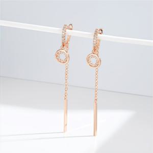 TEMU 로즈 골드 하이엔드 고급스러운 저알레르기 구리 재질 도금 14K 여성 귀걸이 한 쌍, 우아하고 고급스러운 인조 시스탁 자이콘 인레이 홀리 디자인