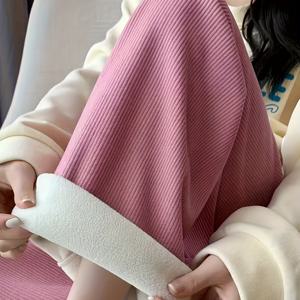 TEMU 1개 여성용 겨울 캐주얼 와이드 레그 팬츠, 드로스트링 허리, 섬유, 약간의 신축성, 디자인, 롱 기장, 벨트, 루즈핏, 성인용, 포켓 없음