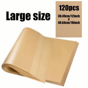 TEMU 120매 고강도 논스틱 베이킹 페이퍼 - 12x16인치, 8x12인치 & 6x8인치 미리 재단된 파스텔 시트, 무세제 방수, 내열성 & 매우 두꺼운, 식품 등급 일회용 라이너 (에어프라이어, 오븐, 케이크, 빵, BBQ & 베이킹용)|에어프라이어