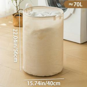 TEMU 접이식 빨래 바구니 & 수납 바스켓 - 헤비듀티 접이식 패브릭 통 (베이지/화이트/그레이 색상 옵션), 휴대용 원형 옷 정리함, 욕실, 방용 - 튼튼한 접이식 바스켓, 홈 정리용 빨래 바구니|빨래바구니