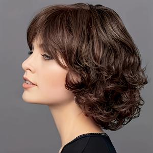 TEMU 여성용 자연스러운 웨이비 숏 컬리 가발 - 우아한 로즈 네트 캡 헤어피스, 130% 고밀도 프로틴 파이버, 가볍고 통기성 좋음, 데일리 및 포멀 행사에 적합 - 모든 라이트 베이지 톤과 인종에 적합 - 성숙한 여성과 시니어에게 이상적인 숏 헤어 가발, 다용도 헤어 액세서리, 정교한 스타일링, 통기성 헤어피스,전문가용 헤어스타일