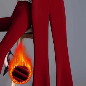 TEMU 여성용 하이웨이스트 플레어 팬츠 | 푹신한 기모, 편안하고 부드러운 원단, 따뜻한 겨울 레깅스, 스타일리시하고 캐주얼한 착용감