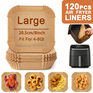 TEMU 120개 에어프라이어 라이너 - 대형 논스틱 & 방수 양지, 내열성 ( & 전자레인지) - 에어프라이어, 오븐, 전자레인지용 사전 절단 - 찢어짐 없음, 쉬운 청소, & s - 베이킹, 감자튀김, 치킨
