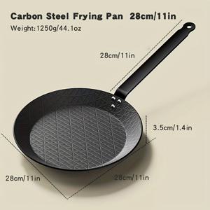 TEMU 1개 미리 마트린된 탄소강 프라이팬, 인덕션 조리대, 스토브 및 그릴에 적합 - 11/9.4/7.9인치, 정밀 주철 프라이팬, 스테이크 프라이팬, 내구성, 균일한 가열, 실내/실외 - Pfas, Pfoa & Pfos 무첨가