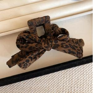 TEMU 레트로 프린트 대형 헤어 클로 클립 2025 신제품 고급 디자인 리본형 헤어 클립, 긴 머리용 뒤통수 업두 헤어 클립, 가을-겨울 우아한 헤어 액세서리