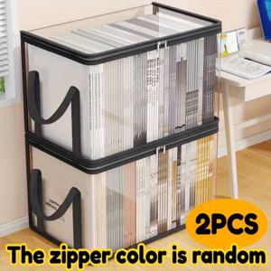 TEMU 1개 또는 2개입 고강도 투명 수납 상자 ( 플립 커버) - 대용량 다기능 정리함 (책, 의류, 사무용품, 가정 및 사무실용) - 내구성 좋은 플라스틱 수납 바구니, 사무용품 정리함, 책 보관|북커버