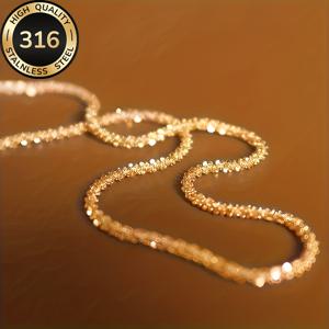 TEMU AIVEO 여성용 스테인리스 스틸 KC 골드 도금 콜리플라워 비즈 목걸이 - 인터로킹 루프 디자인, 변색 방지 및 퇴색 방지, 저자극성 주얼리 선물, 베이지, 우아한 데일리 & 파티 목걸이 (골드, 유럽 스타일) - 연도