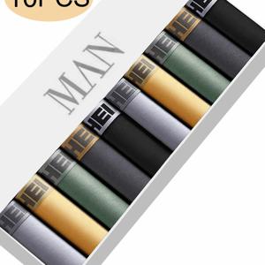 TEMU 세련된 디자인, 'HELLO' 레터링이 있는 탄성 허리 밴드, 통기성 및 편안함을 제공하는 남성용 드로즈 팬티 10개 팩. 캐주얼 또는 운동복으로 적합합니다.|남자반바지|남성반바지