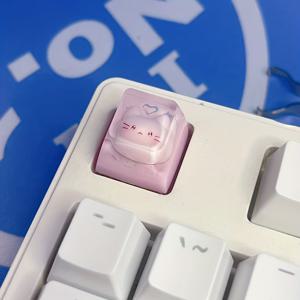 TEMU 핑크 귀여운 고양이 키캡 - OEM 높이 투명 반짝이는 블렌딩 캡, QWERTY 타이핑용, 컴퓨터 키보드 호환 (여성에게 이상적인 선물)|키캡|키캡