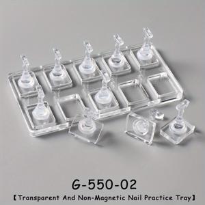 TEMU 투명 아크릴 네일 연습 베이스 & 디스플레이 랙 - 흡착컵 네일 아트 도구, 체스 피스 & 웨어 플레이트 포함, 매니큐어/페디큐어, 네일 트레이닝, DIY 연습용 - 네일 및 취미 활동가와 호환 가능