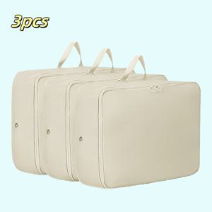 TEMU 3개 세트 헤비듀티 공간절약형 압축 보관백 (지퍼포함) - 멀티컬러 (////) 휴대용 직사각형 정리함 (옷, 침구, 담요, 여행 및 계절별 보관용) | 내구성 폴리에스터 대용량 절약형