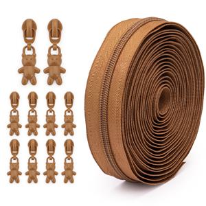 TEMU 1 세트 = 지퍼 4.5미터 + 곰돌이 지퍼 풀 10개, 5# 컬러 지퍼, 귀여운 곰돌이 지퍼 풀 포함, 가방, 재봉 교체, 수제 지갑 등에 적합