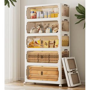 TEMU 프란다스 접이식 리빙 폴딩박스 오픈도어 수납장 대형 빅사이즈 폭넓이55cm/70cm 3단4단5단 신재료PP재질 박스깊이 대용량|옷|폴딩박스