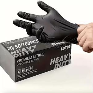 TEMU 100개 검정 니트릴 일회용 장갑 - 내구성, 방수, 고품질, 주방, 타투 , 가정 청소, 차량 관리에 적합 - 일회용 보호 장갑, 청소 장갑 | 텍스처 | 내구성 니트릴 일회용 장갑 | 추석 선물, 크리스마스 선물, 할로윈 선물