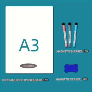 TEMU TRONMAG 냉장고용 자석식 드라이 이레이스 화이트보드 - A3/A4 사이즈, 화이트보드 1개, 컬러 마커 3개 및 지우개 포함 - 식사 계획, 식료품 목록 및 메모에 이상적 - 다용도 홈 & 오피스 정리함, TRONMAG|A4용지