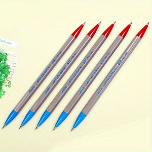 TEMU 12개 빨간색과 파란색 듀얼 헤드 라운드 볼펜, 0.7mm 원자 펜, 창의적이고 간결한 필기, 클래식 듀얼 컬러 오일 베이스 펜