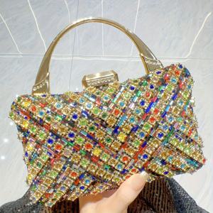 TEMU 여성용 우아한 라인스톤 미니 클러치 백 (탈부착 스트랩 & 잠금 장치 포함) - 반짝이는 멀티컬러 비즈 핸드백, 파티, 결혼식, 졸업식용 컴팩트 이브닝 지갑 - 여성용 럭셔리 파티 액세서리 선물, 골드 톤 하드웨어