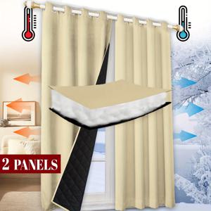 TEMU 고급스러운 투-패널 단열 커튼 - 고성능 260-280gsm 폴리에스터, 독특한 패턴의 단색, 바람 및 추위 차단, 자외선 차단, 거실/침실에 이상적, 거실용 커튼