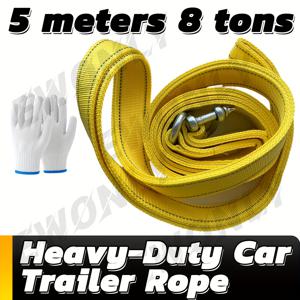 TEMU 1pc 고성능 8톤 트레일러 견인 스트랩, 5m 폴리에스터 섬유 로프 U자형 후크, SUV용 두꺼운 이중 층 디자인, 전면 위치, 범용 핏