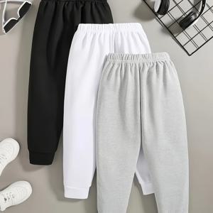 TEMU 3개 남아 남아 솔리드 컬러 스웨트팬츠 남아 옷, 야외 활동에 편안함, 봄/가을용