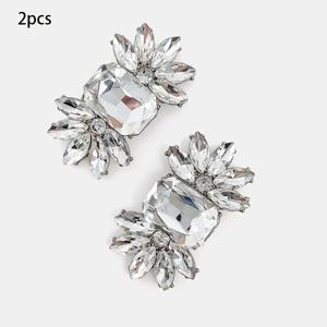 TEMU 여성용 하이힐을 위한 유리나방 모양의 두 개의 유리나방 모양의 대형 라인스톤 장식 세트, 또한 분리 가능한 스카프 클립으로 사용할 수 있습니다.