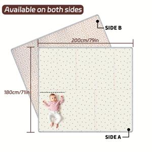 TEMU 양면 접이식 방수 아기 놀이 매트, 미끄럼방지 실내외용 유아 크롤링 매트, 캠핑 여행 간편 보관 및 세척 가능