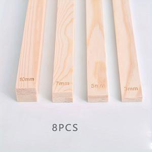 TEMU 8pcs 나무 슬래브 롤러 레일 세트 - 라이트 베이지 코크 소재, 세라믹 및 폴리머 제조용 클레이 롤러 가이드, 3mm/5mm/7mm/10mm 나무 패널, 형성 및 몰딩을 위한 기본 도자기 도구