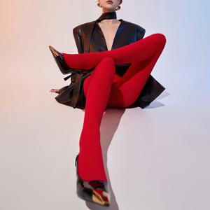 TEMU 1쌍 여성용 80D 두꺼운 고탄력 레드 벨벳 타이츠 - 일상 및 파티 착용용 솔리드 컬러 하이웨이스트 스타킹, 손세탁 전용, 편안하고 내구성 있는 파티웨어 타이츠 | 우아한 타이츠 | 벨벳 질감 타이츠, 하이웨이스트 타이츠