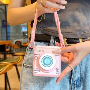 TEMU 휴대폰 케이스 - 삼성 Z Flip 7용 새로운 카메라 스탠드 케이스, 중앙 축과 여성용 핸드백 스트랩이 있는 완전 밀폐형.