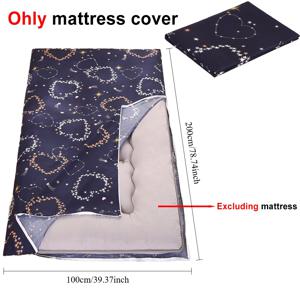 TEMU 지퍼 클로저가 있는 일본식 푸톤 매트리스 커버 - 전통 타타미 침대 스프레드, 네이비 블루 & 골든 미소 수프 하운즈투스 패턴, 트윈/풀/퀸 사이즈 바닥 매트리스용 부드러운 세탁 가능 원단, 일본식 침구 액세서리|매트리스커버