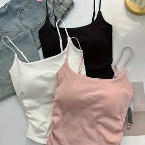 TEMU 3개 여성용 우아한 프렌치 스타일 민소매 블라우스 - 조절 가능한 스트랩, 고탄력 나일론 혼방, 브래드 패드 내장, 슬림핏 레이어링 셔츠 (데일리 &